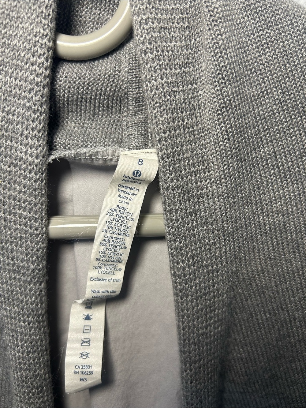 Lululemon Silver Gray Knit Cardigan - Size 8
